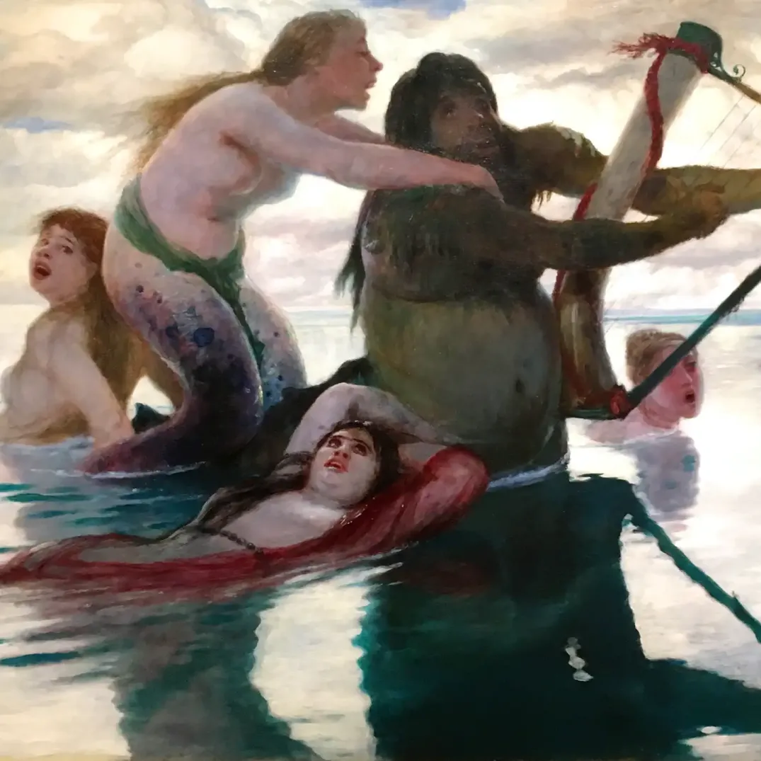 Арнольд Бёклин — В море, 1888 (масло на панели)