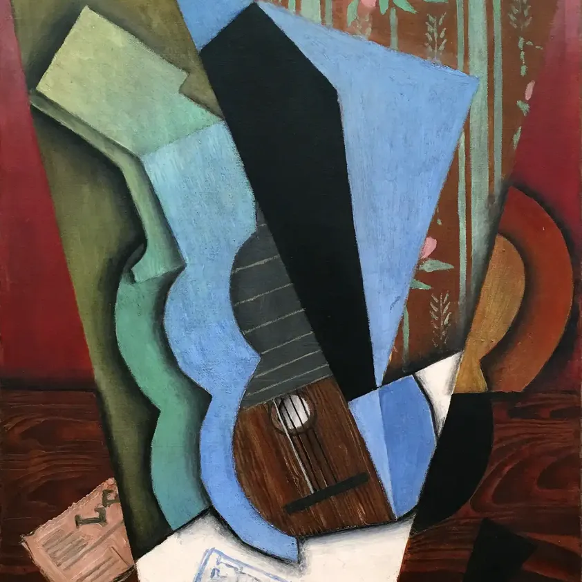 Хуан Грис — Абстракция (Гитара и стакан), 1913 (холст, масло)