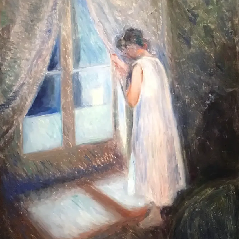 Эдвард Мунк — Девочка у окна, 1893 (холст, масло)