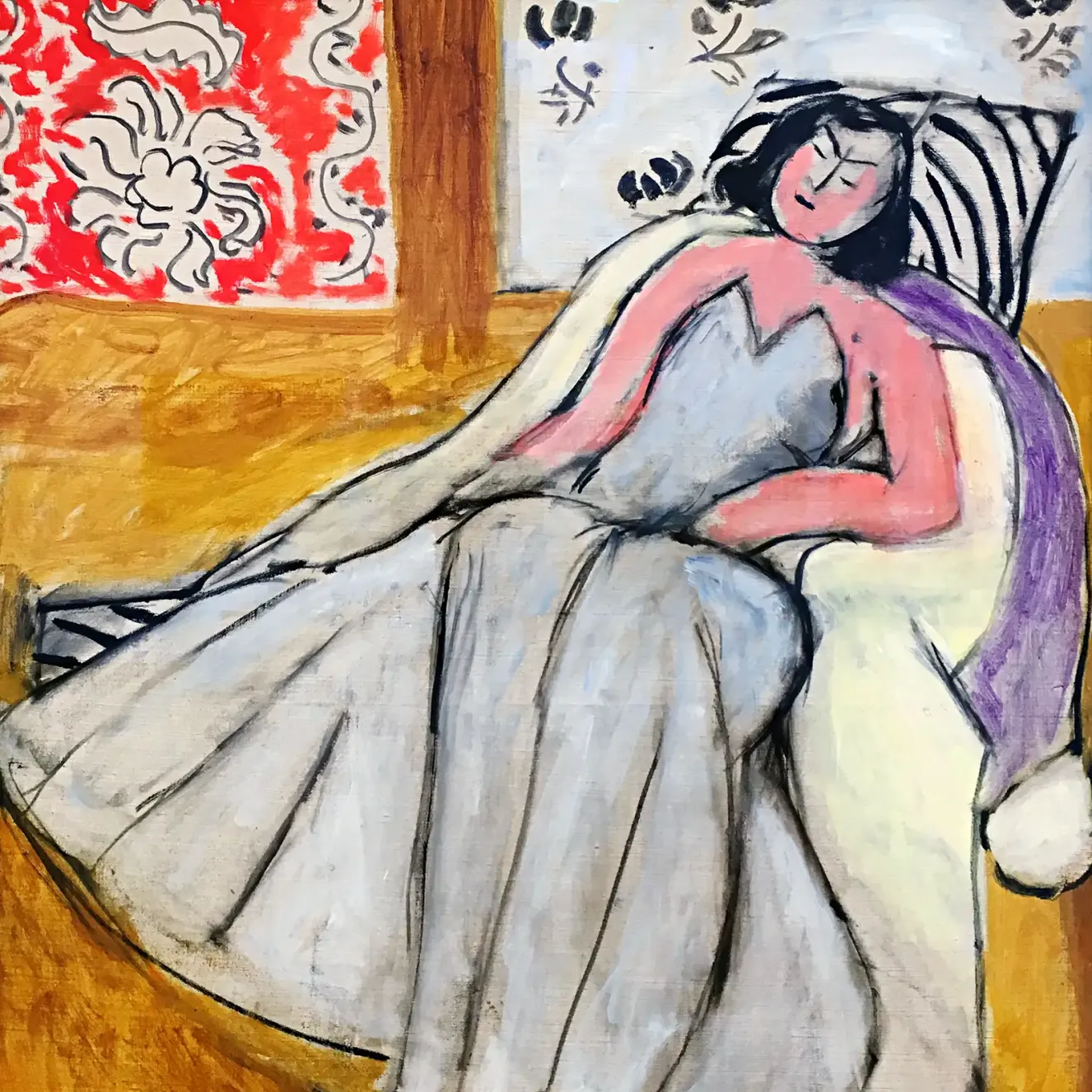 Анри Матисс — Молодая женщина в белой шубке, 1944 (холст, масло)