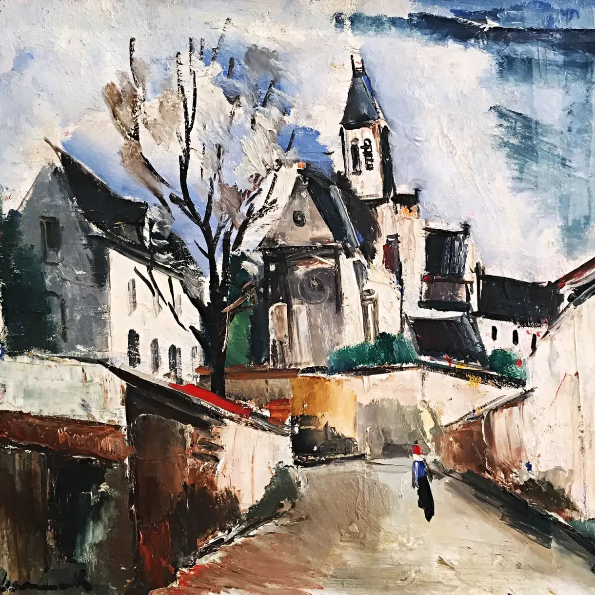 Морис де Вламинк — Деревенская церковь, 1920 (холст, масло)