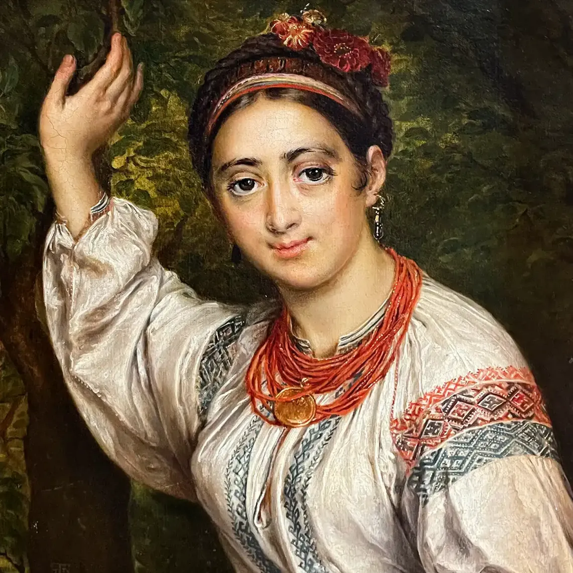 Василий Тропинин— Украинка со сливами, 1848 (холст, масло)