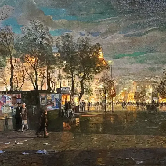 Исаак Бродский — Город ночью, 1929 (холст, масло)