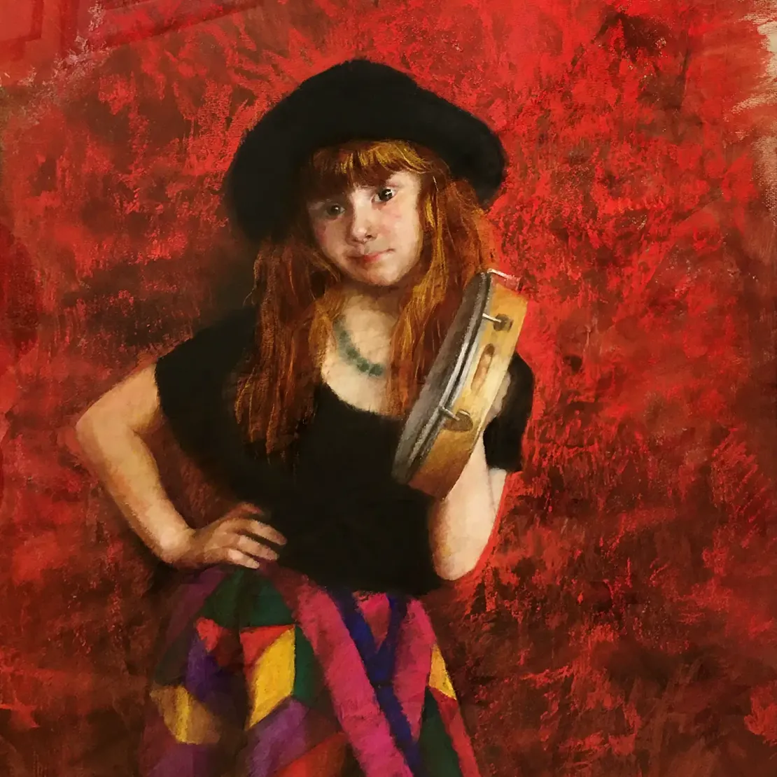 Наталья Милашкевич — Алена с бубном, 2019 (бумага, пастель)