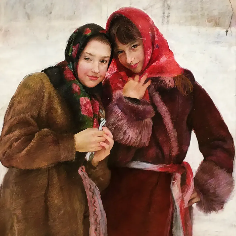 Наталья Милашкевич — Подружки, 2015 (бумага, пастель)