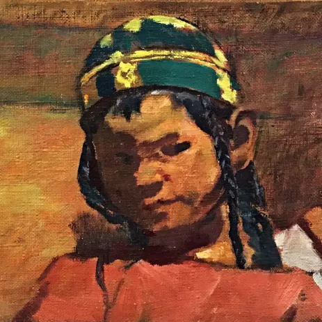 Николай Ионин — Девочки-киргизки, 1942 (дерево, масло)