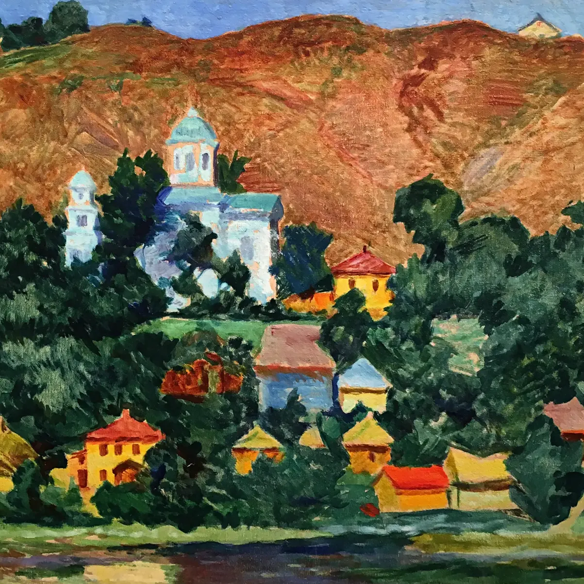 Николай Ионин — Пейзаж с церковью. 1920-е (холст, масло)