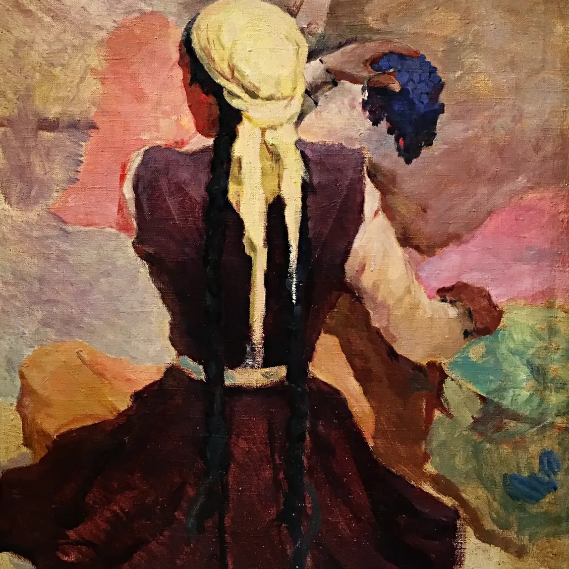 Николай Ионин — Портрет киргизки в национальном костюме, 1940-е (холст, масло)