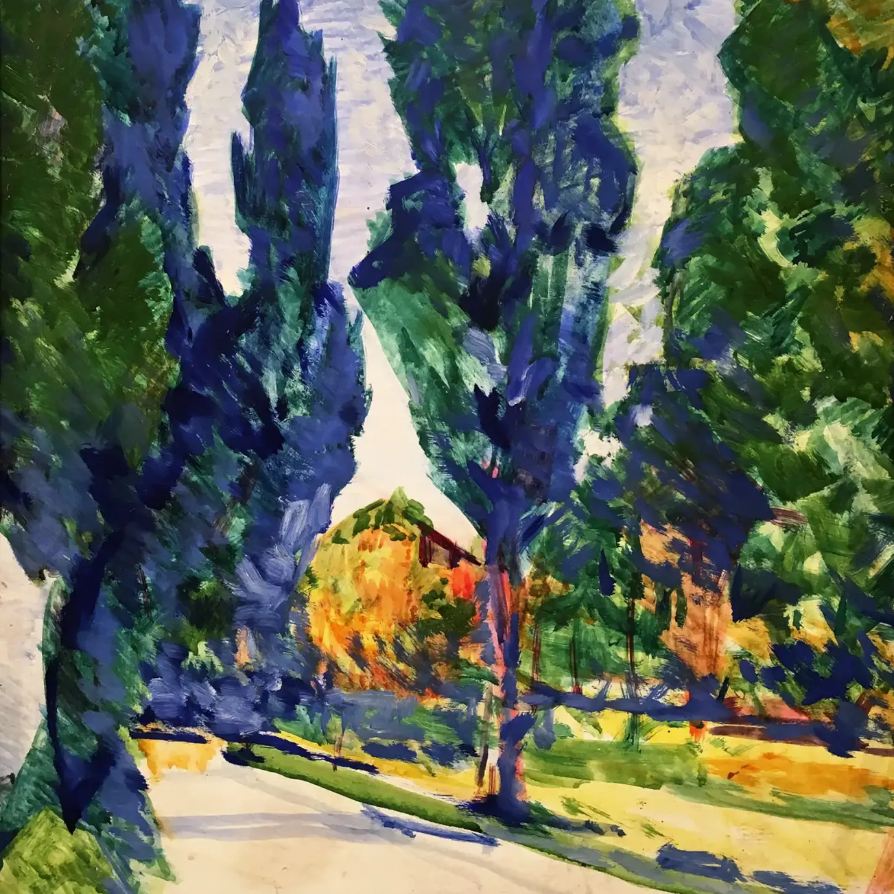 Николай Ионин — Синие кипарисы 1920 (картон, темпера)