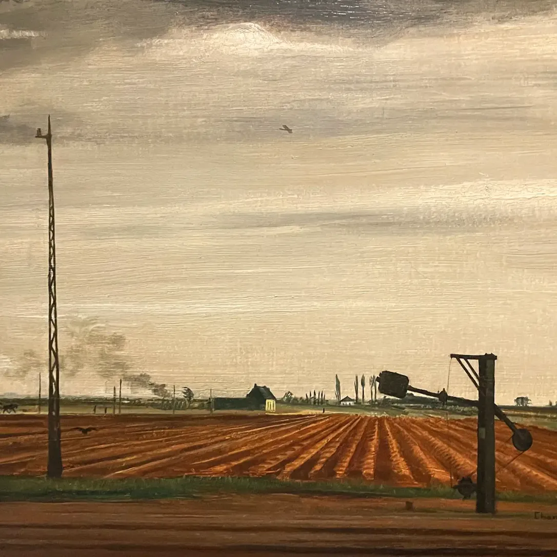 Александр Канольдт — Железнодорожный путь, 1933 (Масло на деревянной панели)_