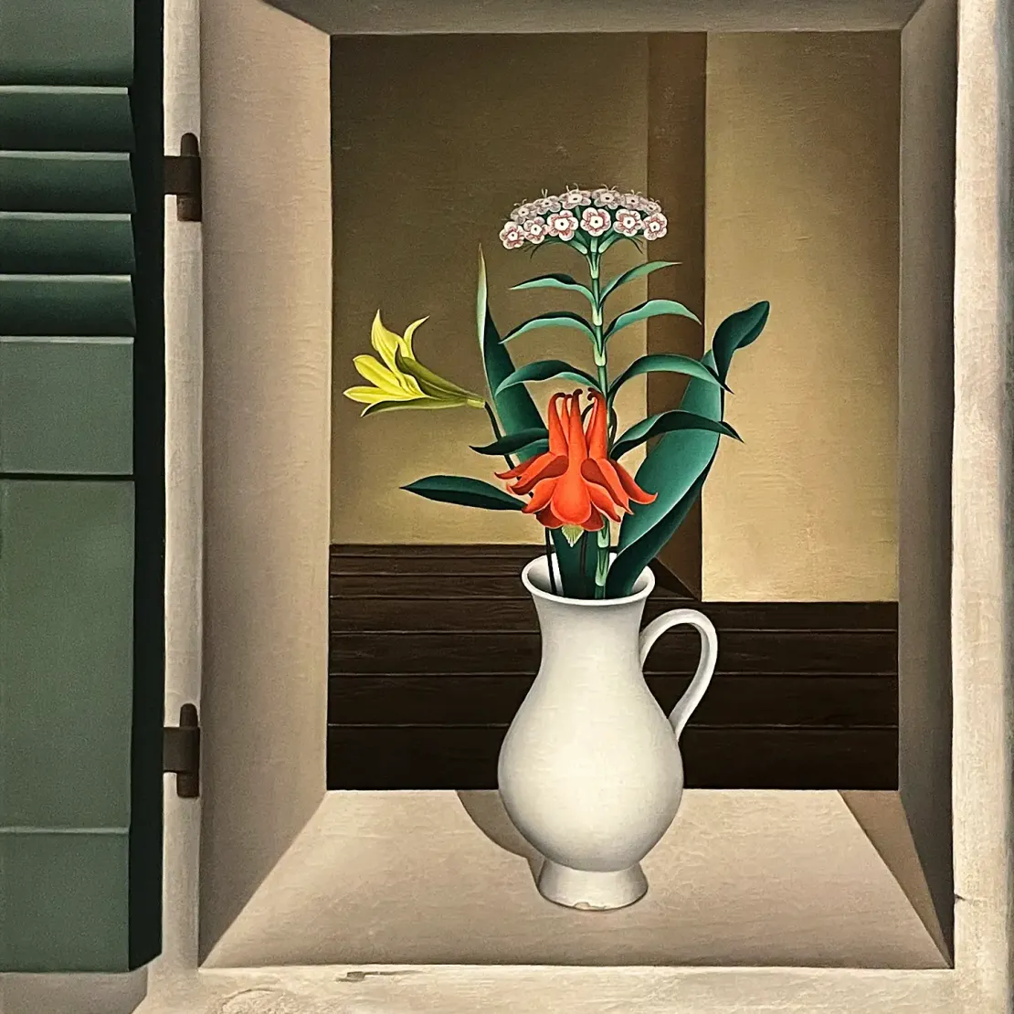 Йозеф Мангольд — Натюрморт с вазой у окна, 1920-е (холст, масло)