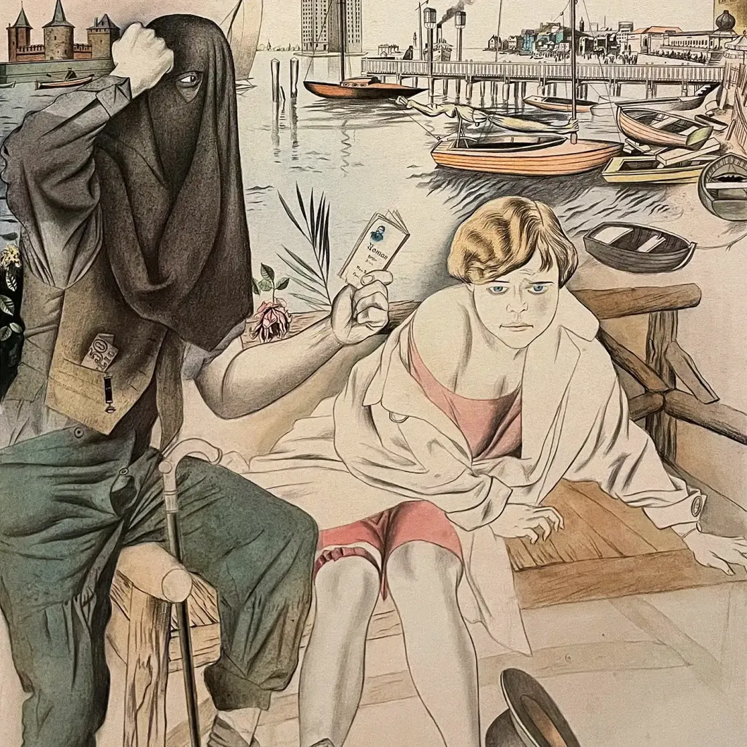 Карл Хуббух — Детективный триллер. Бульварное чтиво, 1924 (карандаш, восковой мелок, тушь и акварель на бумаге)