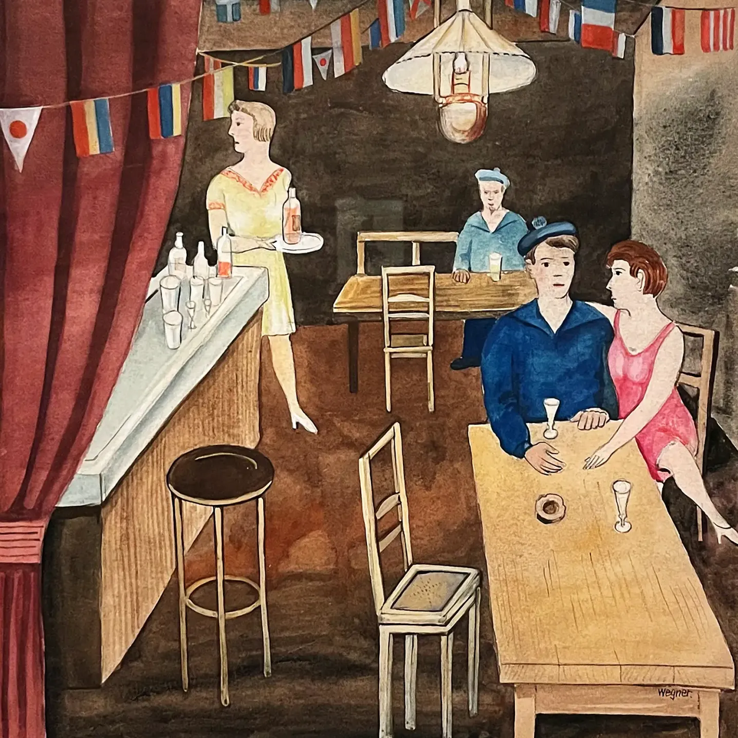 Эрих Вегнер — Матросский кабак, 1926 (Акварель и карандаш на бумаге)