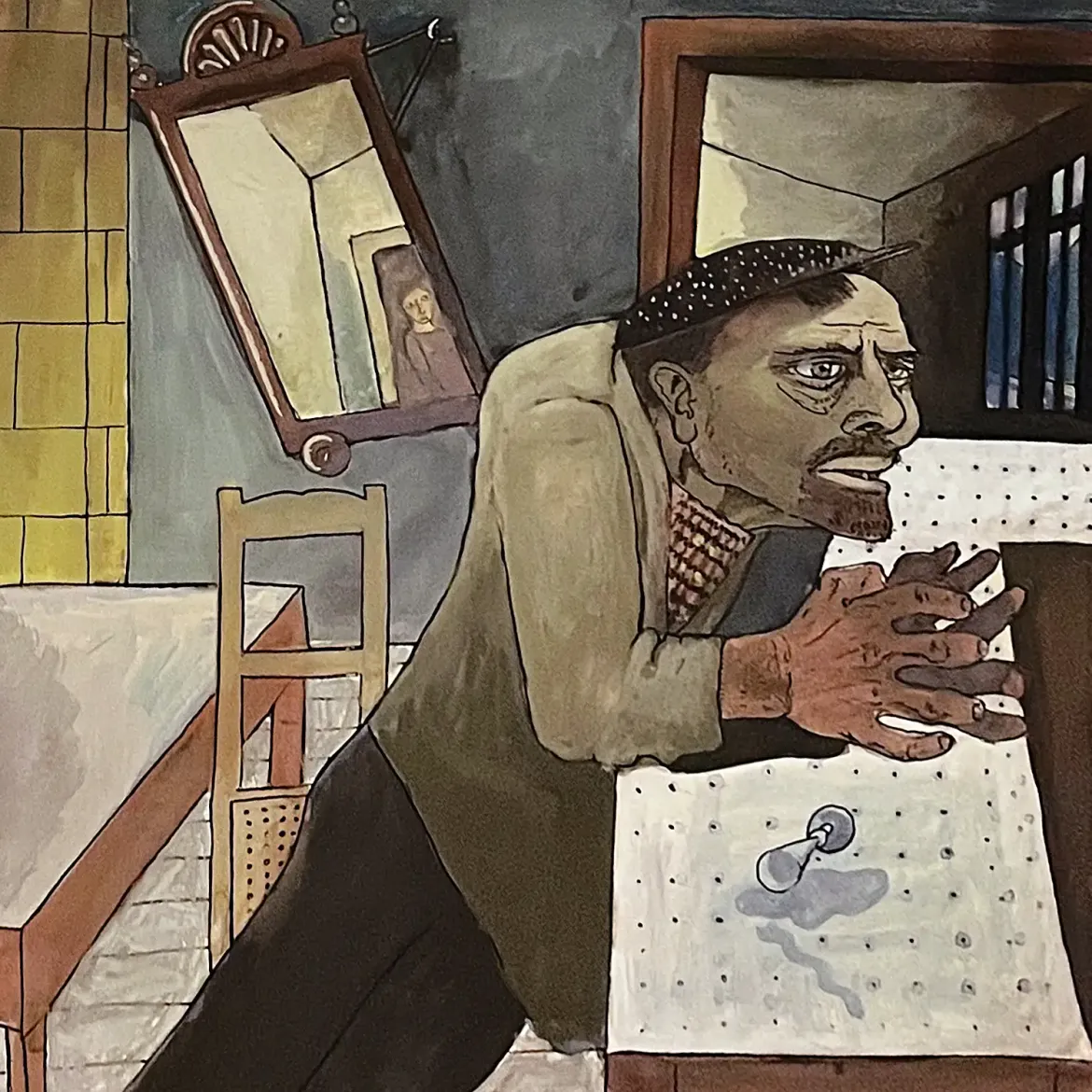 Эрнст Томс — Пьяница в баре, 1922 (Гуашь и тушь на бумаге)