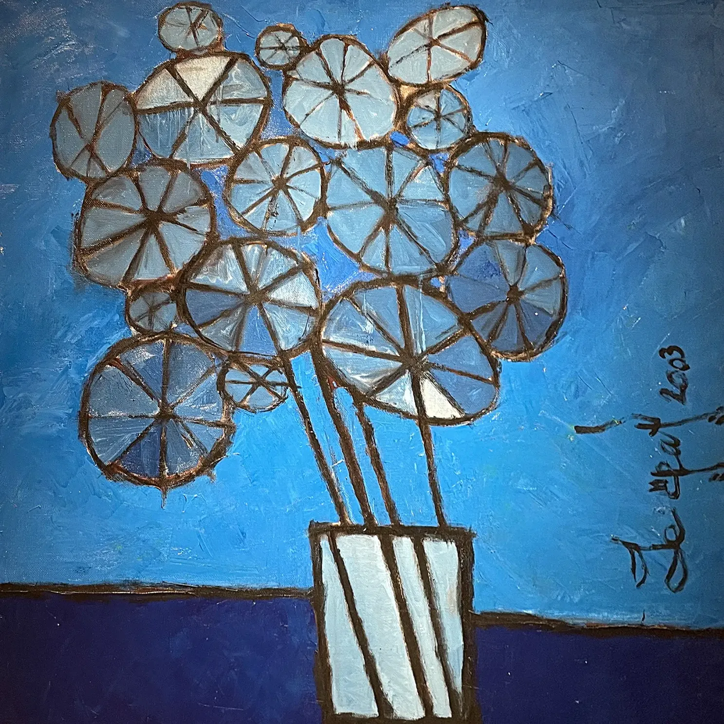 Олег Николаенко — Цветы (Буукет в вазе), 2003 (холст, масло)