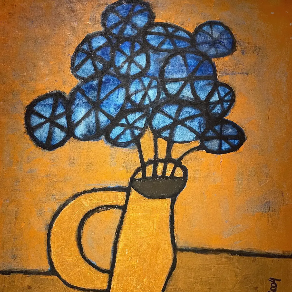 Олег Николаенко — Цветы (Синие цветы в кувшине), 2004 (холст, масло)