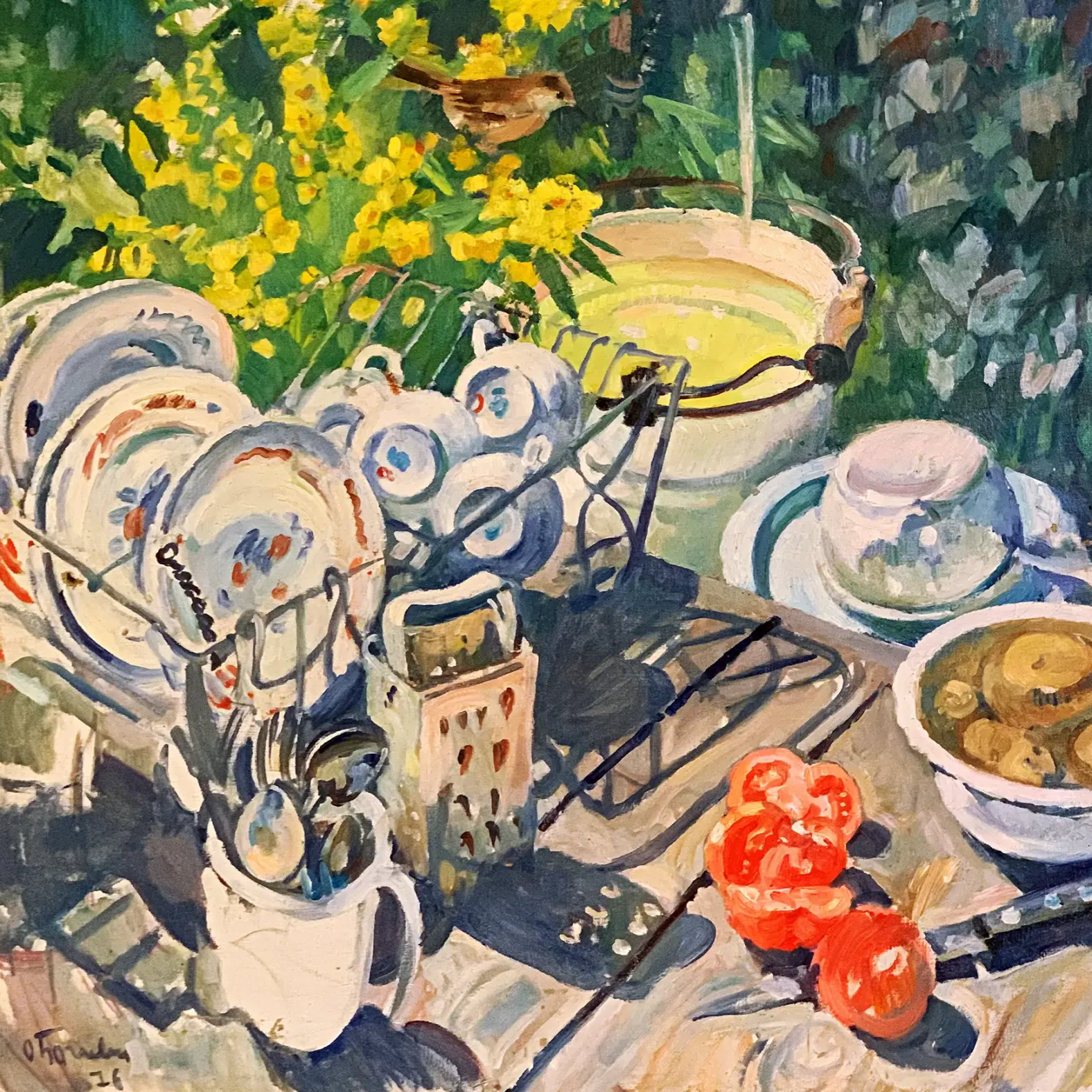 Ольга Богаевская — Натюрморт с птичкой, 1976 (холст, масло)