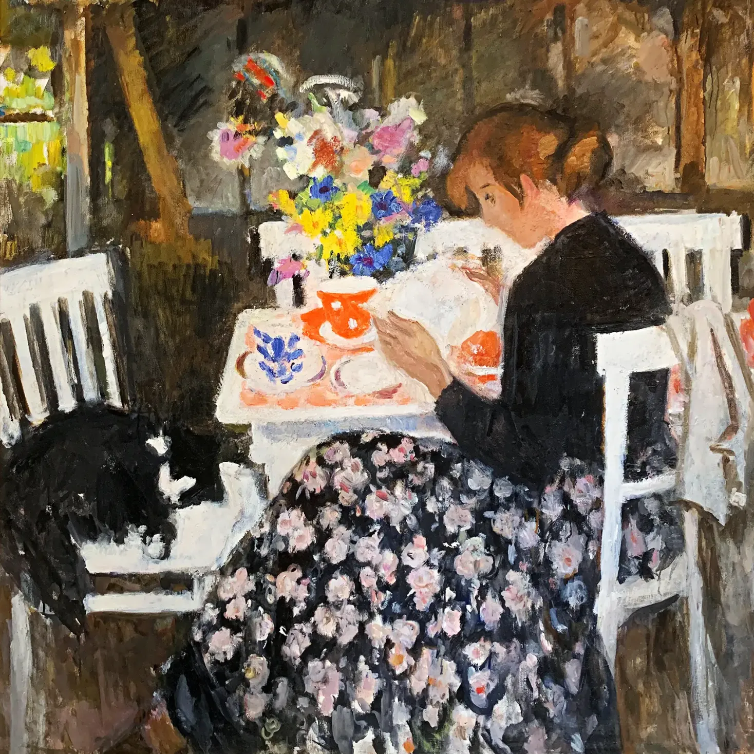 Ольга Богаевская — Под тентом, 1990 (холст, масло)