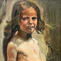Оскар Кокошка —  Обнаженная девочка, 1905 (холст, масло)