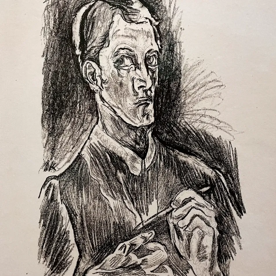 Оскар Кокошка — Автопортрет, 1914 (литография на бумаге)