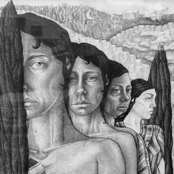 Рут Фойерштайн — Прощание в городскими животными, 2024 (карандаш, бумага)