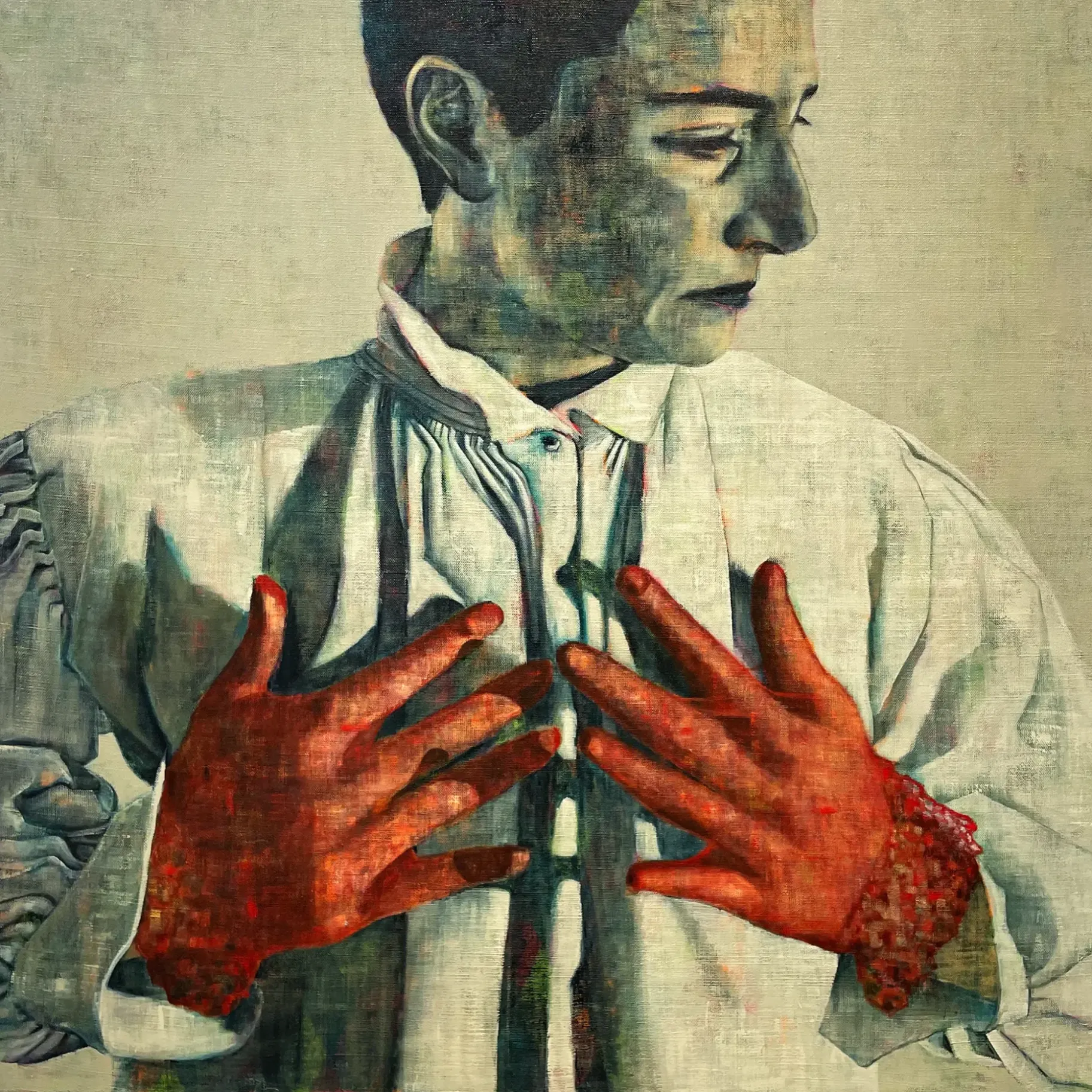 Сара Берман — Красные перчатки, 2025 (холст, масло)