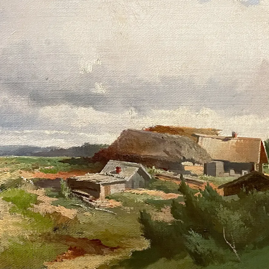 Фёдор Васильев — Крестьянский двор у ручья, 1868 (холст, масло)