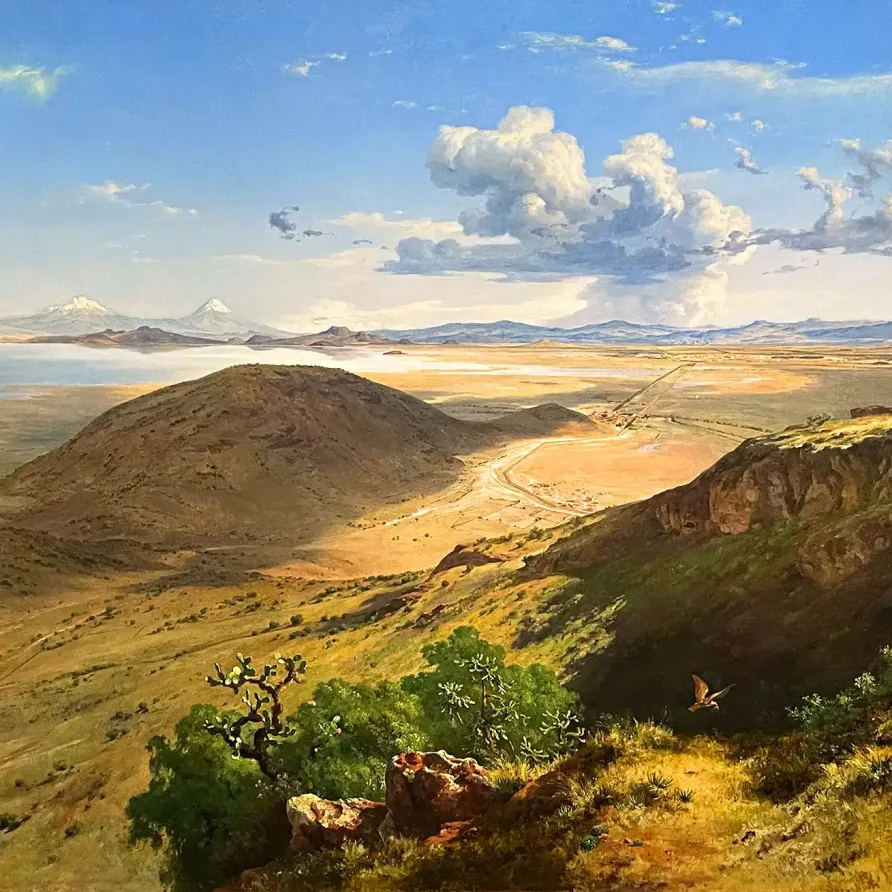 Хосе Мария Веласко — Долина Мехико с холма Санта-Исабель, 1877 (холст, масло)