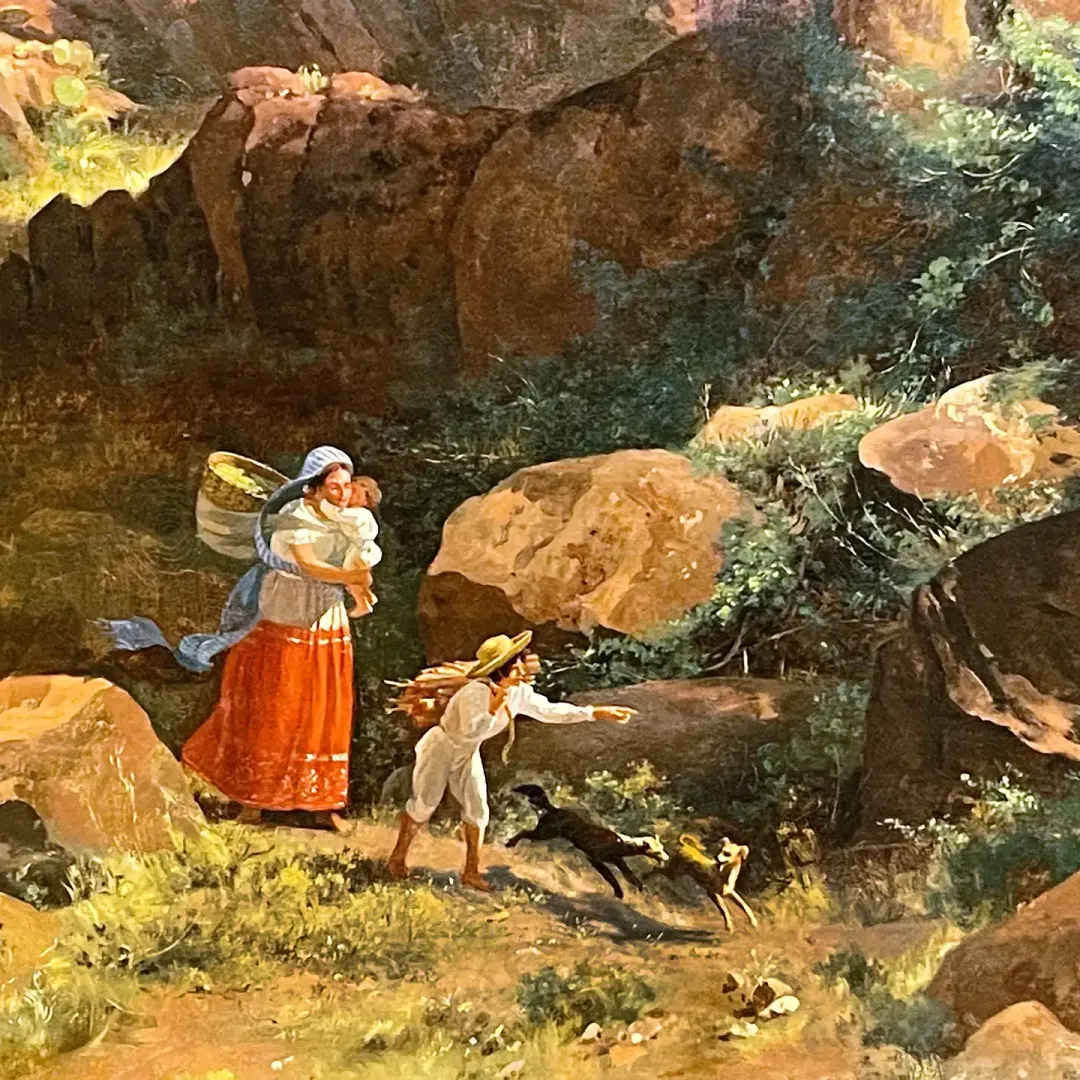 Хосе Мария Веласко — Долина Мехико с холма Санта-Исабель, фрагмент 1, 1875 (холст, масло)