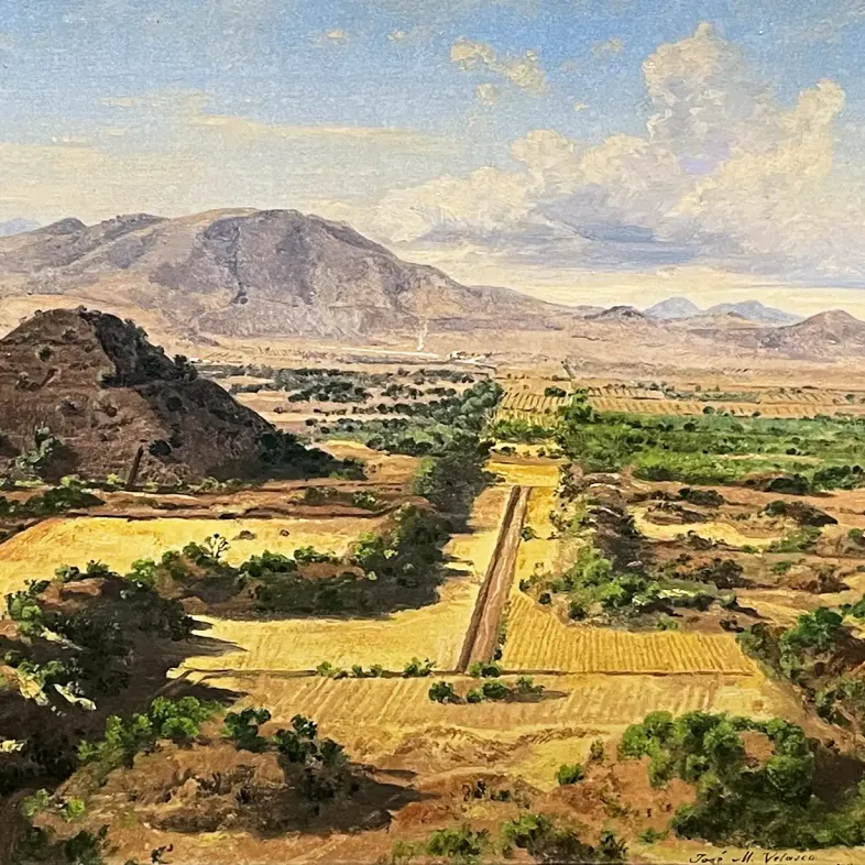 Хосе Мария Веласко — Пирамиды Солнца и Луны, 1878 (холст, масло)