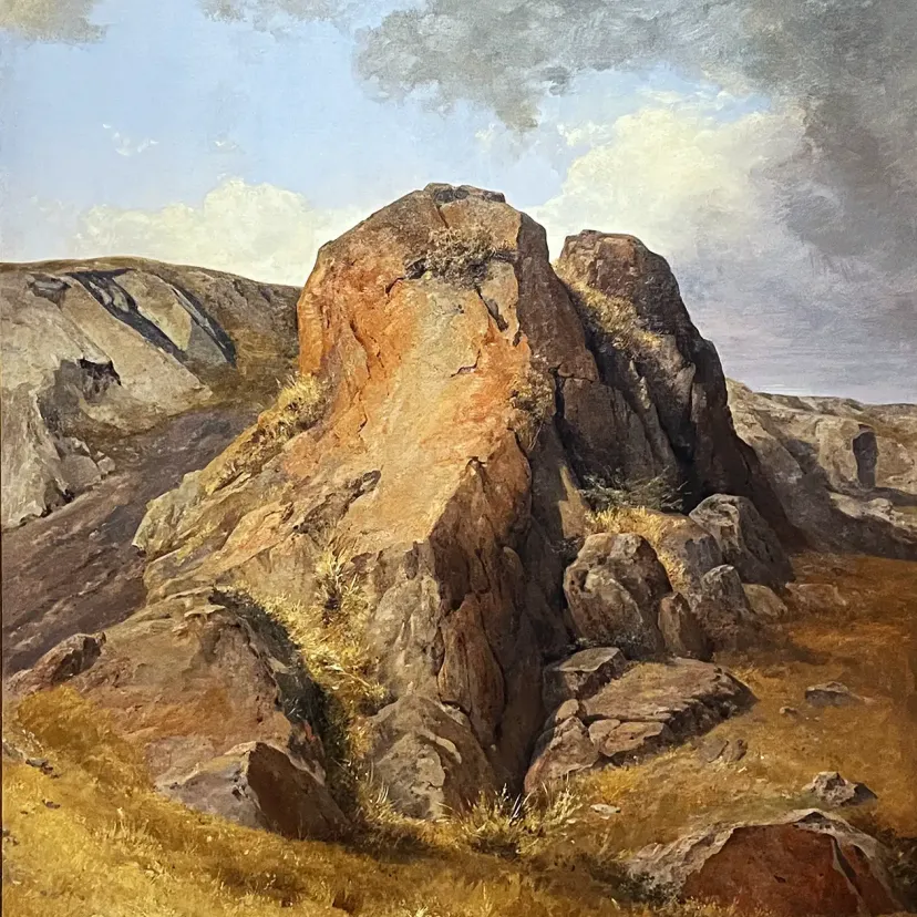 Хосе Мария Веласко — Скалы на холме Атзакоалько, фрагмент, 1874 (холст, бумага)