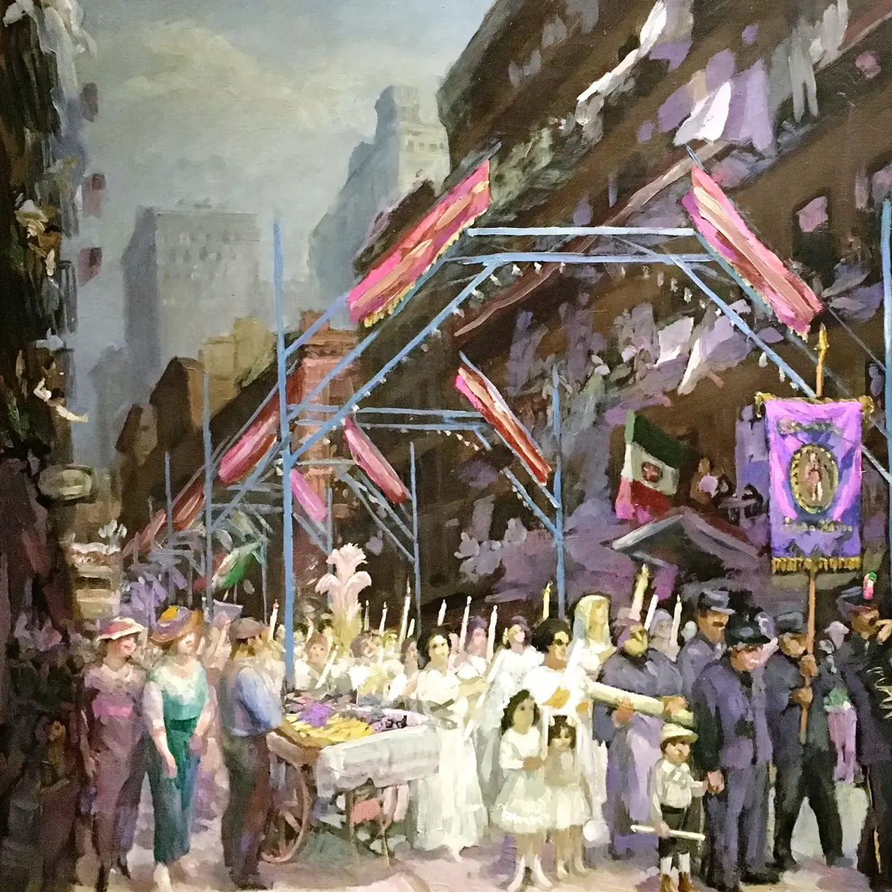 Джон Слоан — Итальянская процессия, Нью-Йорк, 1913-1925 (холст, масло)