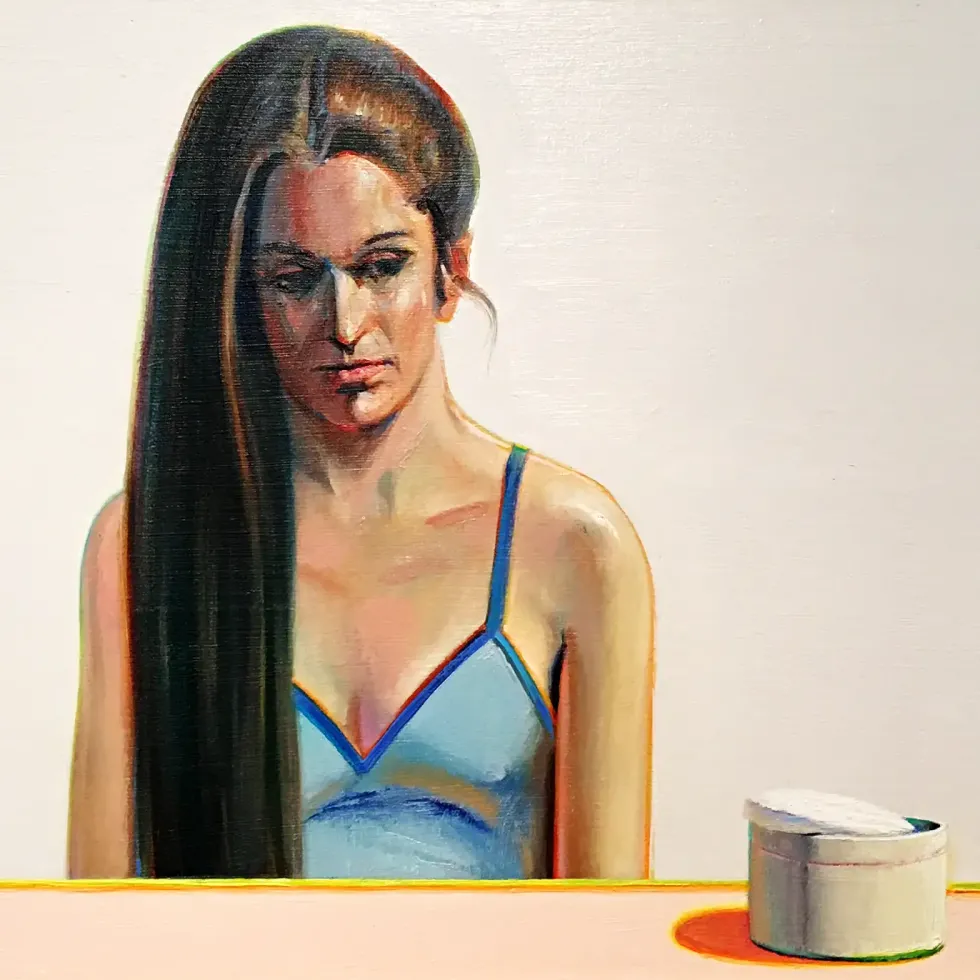 Уэйн Тибо — Девушка с макияжем, 1982 (хорлст, масло)