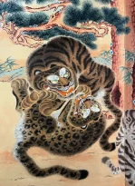 Чи Минсон — Братство тигра 2, фрагмент 6, 2011 (Складная ширма из десяти секций, бумага ханджи, пигменты, тушь)