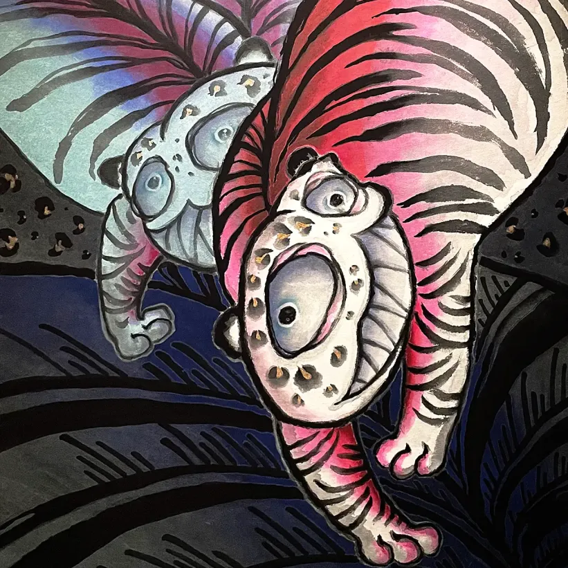 Чи Минсон — Тигриный лес, 2021 (бумага ханджи, пигменты)