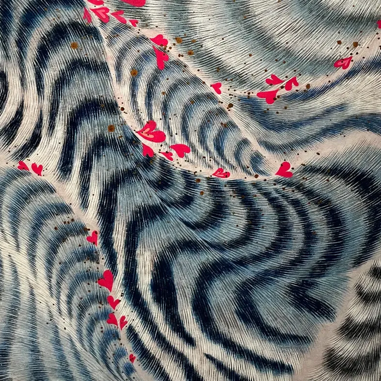 Чи Минсон — Цветочный путь 2, 2022 (бумага ханджи, пигменты, медный порошок)