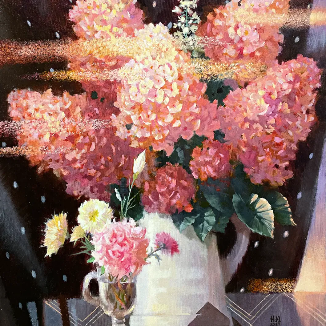 Юлия Непокрытая -- Гортензия в розовом, 2023 (холст, масло)