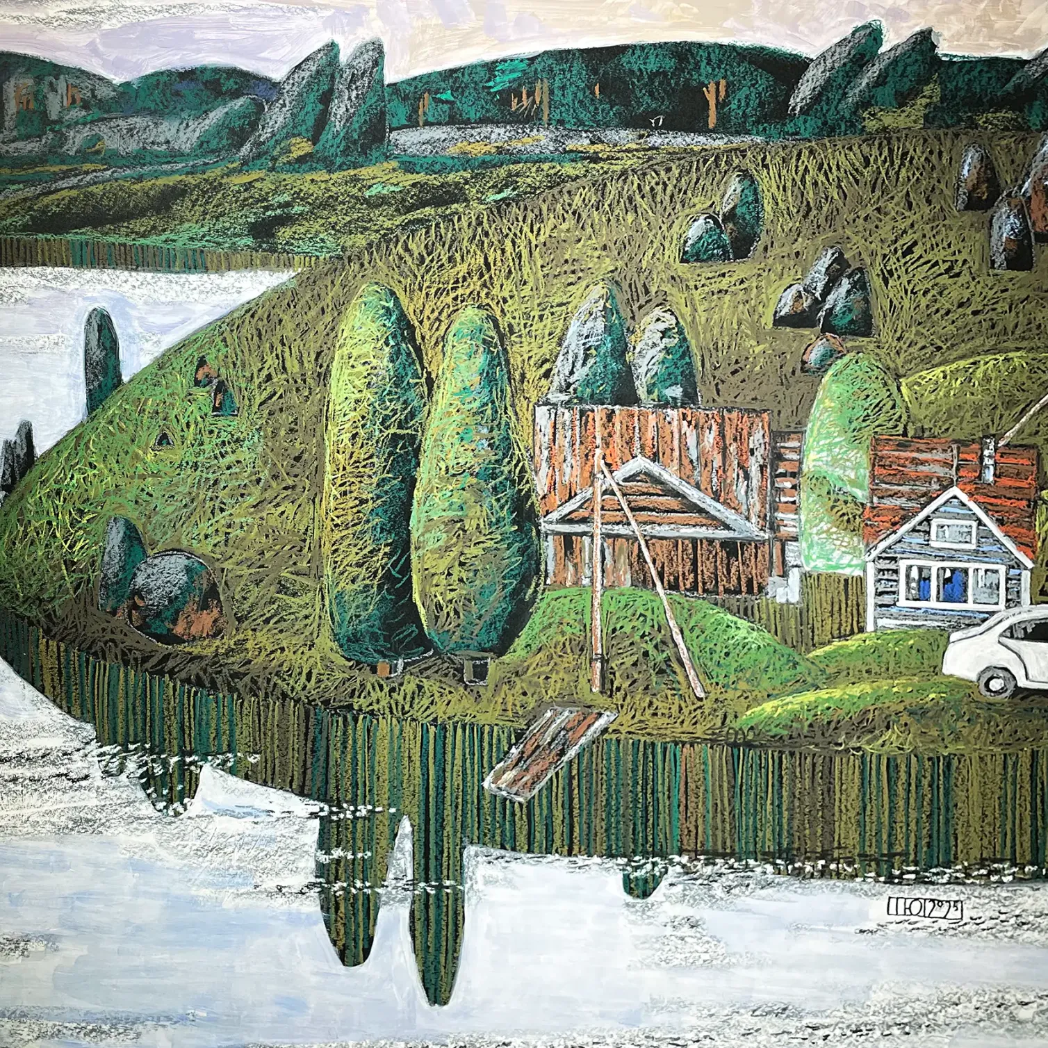 Юлия Шадрина — А на той стороне дожди, 2025 (бумга, смешанная техника)