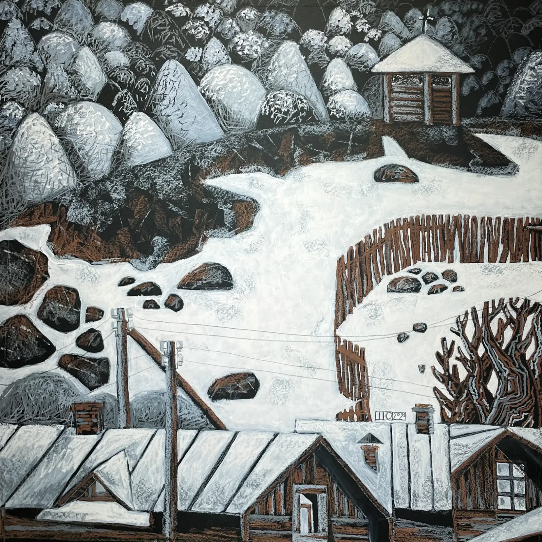 Юлия Шадрина — Вшивая горка, 2025 (бумга, смешанная техника)