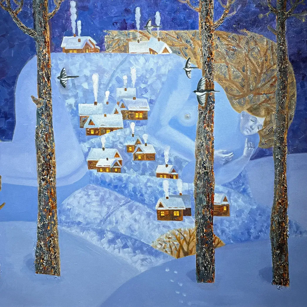 Юлия Шадрина — Зимушка. Диптих. Морозный вечер, 2023 (холст, масло)